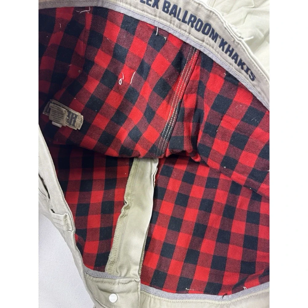 Duluth Trading Pants Men's 40x30 (40x29) Khaki Ballroom Flex Flannel Lined